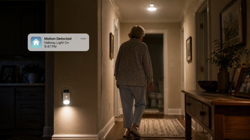 Motion-activated smart lighting helping prevent nighttime falls