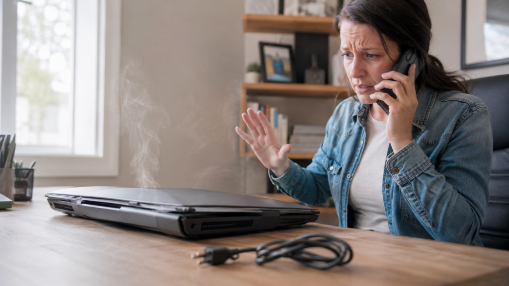 Homeowner recognizing warning signs of a damaged lithium-ion battery